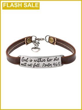 Christian PU Leather Cuff Bracelet Engraved Faith Bible Verse Inspirational
